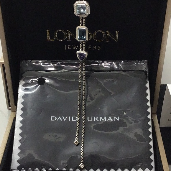 David Yurman Novella Y Neclase Blue Topaz and Pave Diamonds - Picture 10 of 16